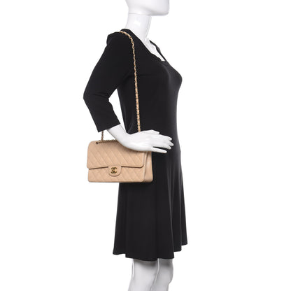 Chanel Caviar Quilted Medium Double Flap Beige 2 of 12