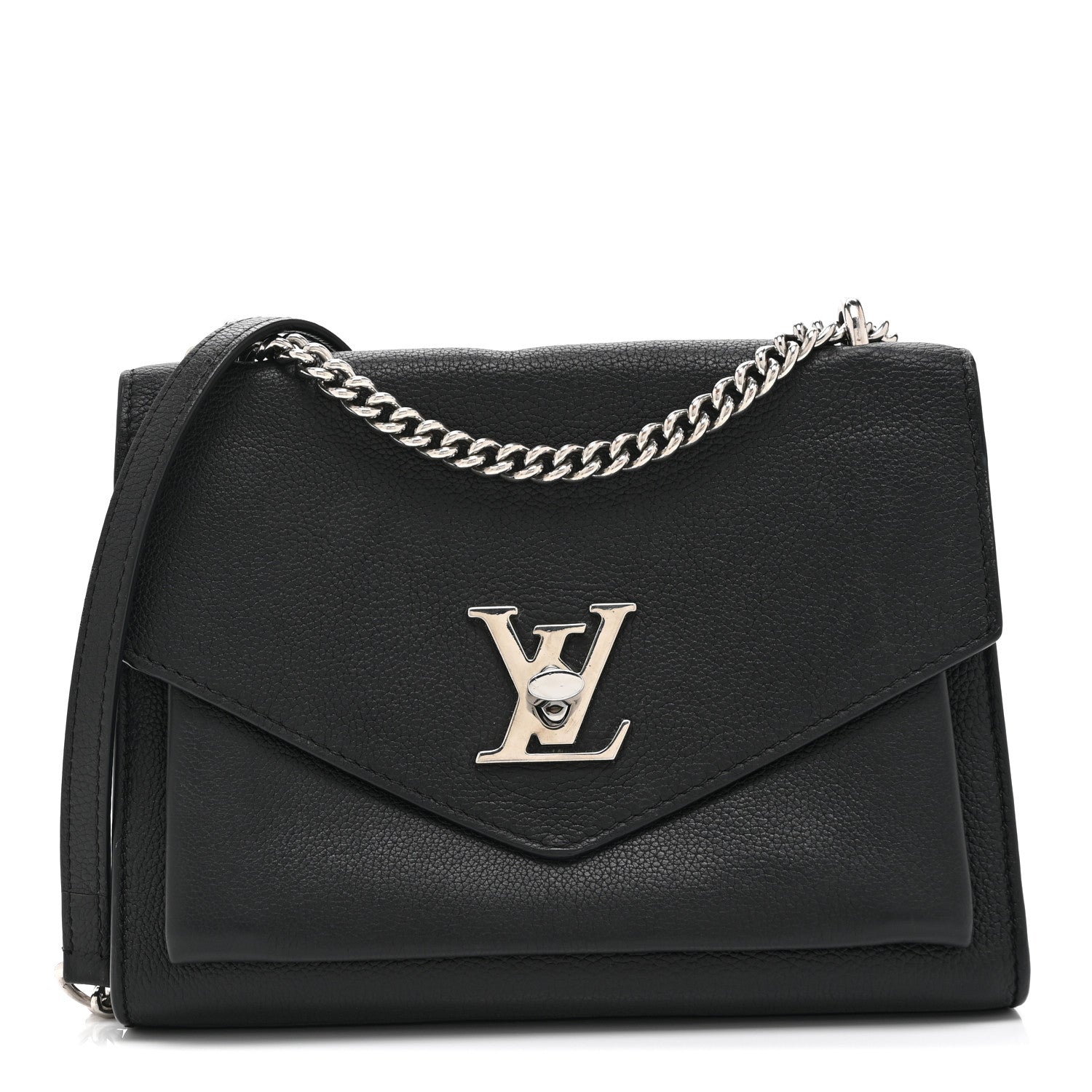 Louis Vuitton Soft Calfskin Mylockme Chain Bag BB Black 1 of 10