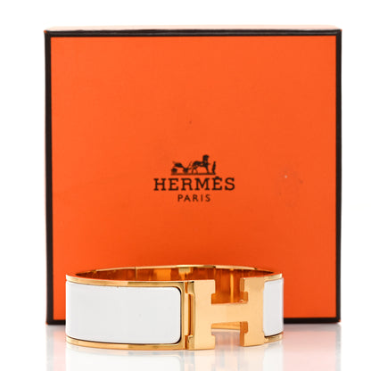 Hermes Enamel Wide Clic Clac H Bracelet GM White 5 of 5