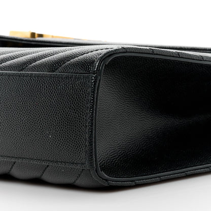 Saint Laurent Grain De Poudre Matelasse Chevron Large Monogram Satchel Black 11 of 11