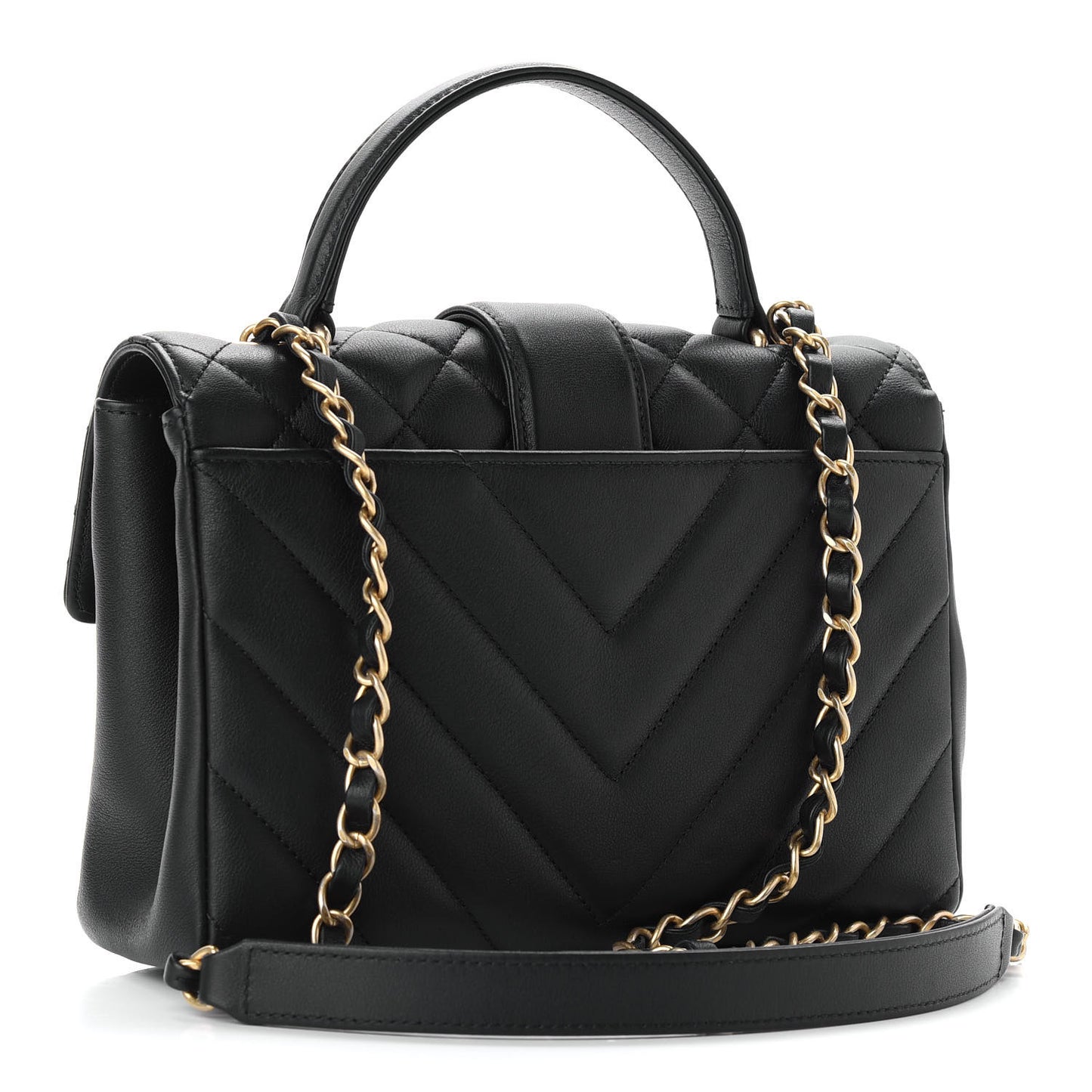 Calfskin Quilted Chevron In The City Bag Black