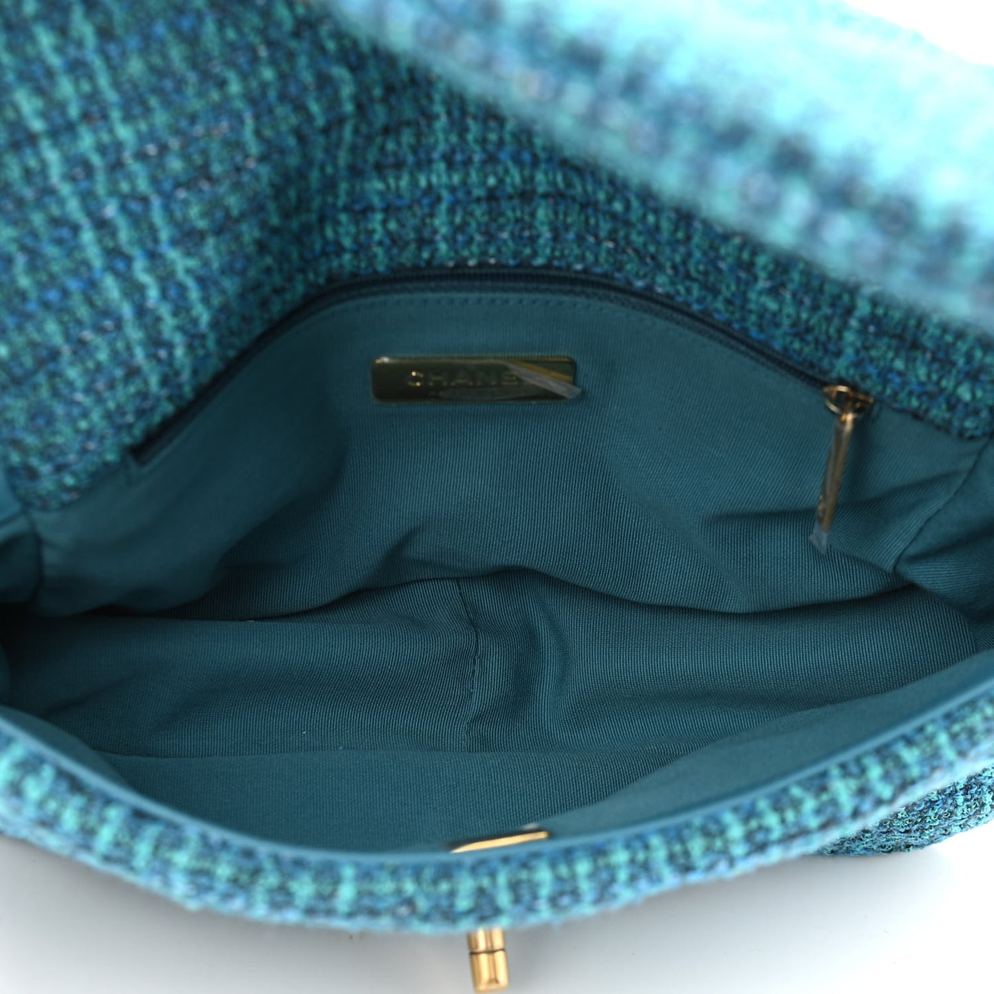 Tweed Quilted Medium Chanel 19 Flap Green