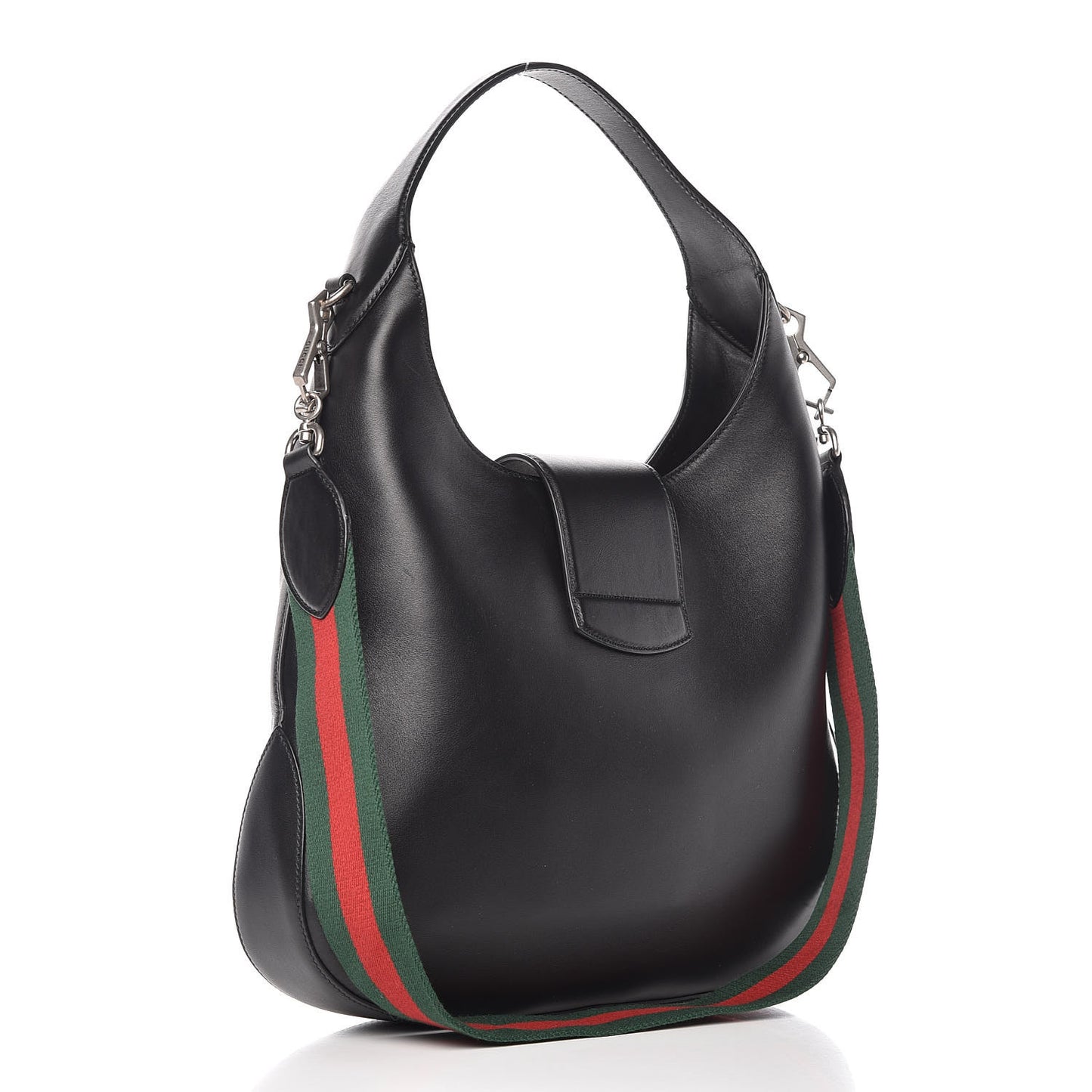 Calfskin Web Dog Embroidered Medium Dionysus Hobo Black