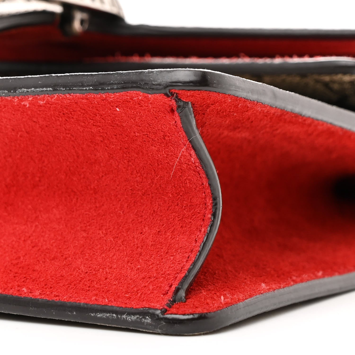 Gucci GG Supreme Monogram Suede Mini Dionysus Shoulder Bag Beige Ebony Vulcanic Red 10 of 12