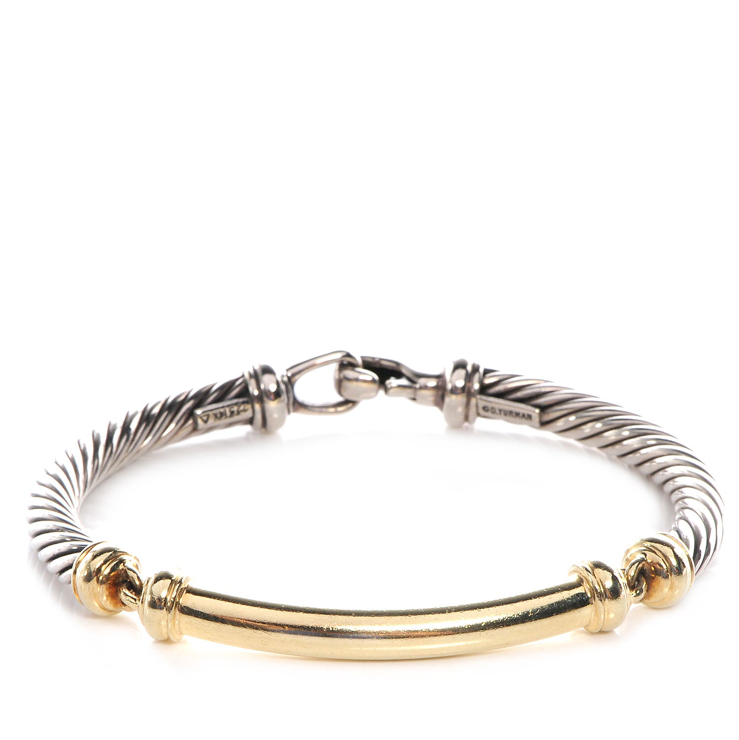 David Yurman Sterling Silver 14K Yellow Gold 5mm Metro Cable Bracelet 1 of 5
