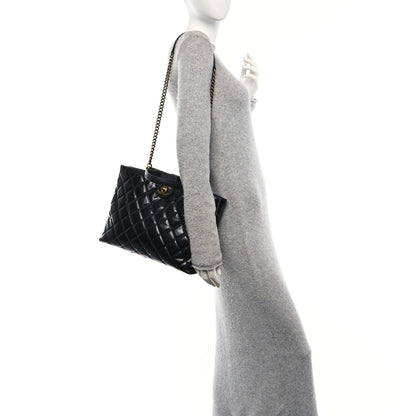 Chanel Glazed Calfskin Quilted Gold Bar Tote Black 2 of 11