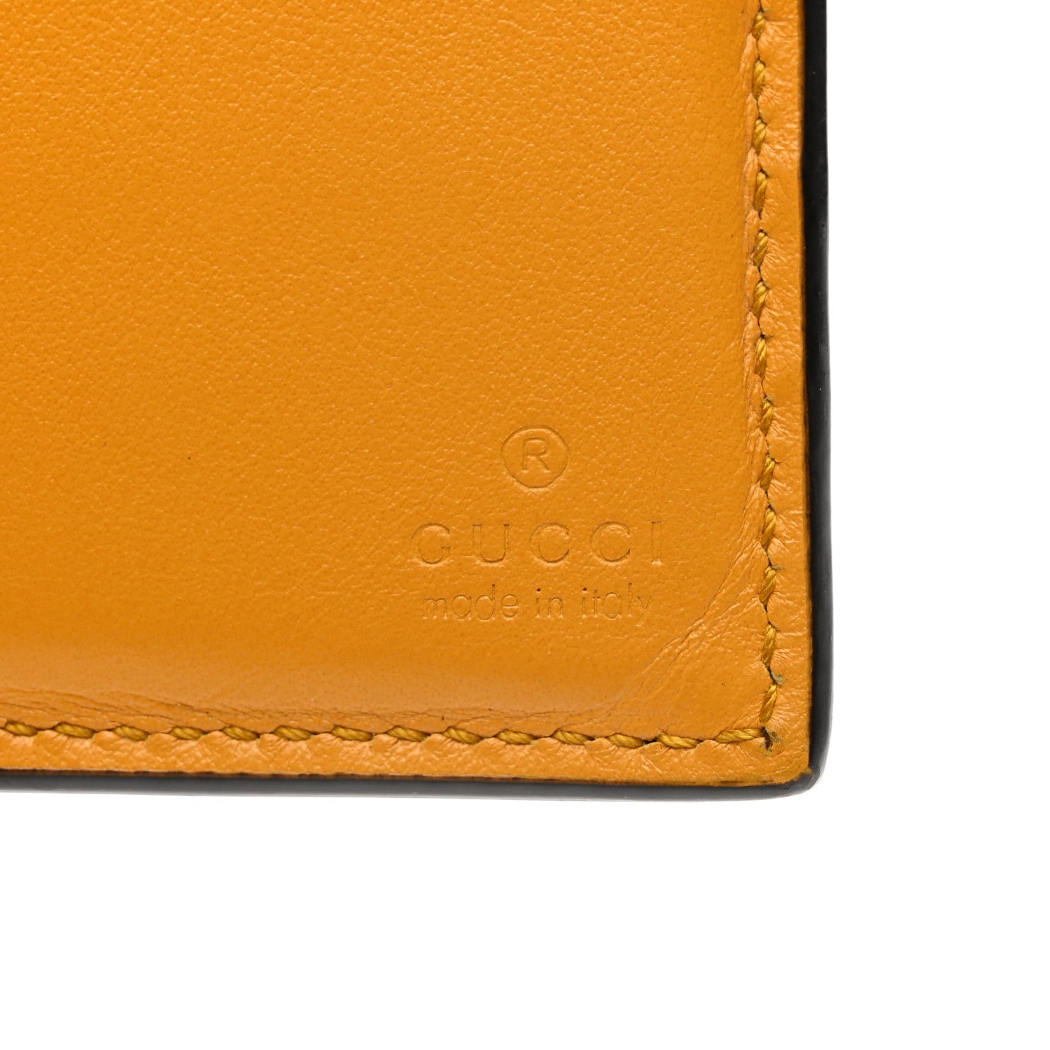 Gucci Calfskin GG Tennis Embossed Bi-Fold Wallet Yellow Tangerine 7 of 12