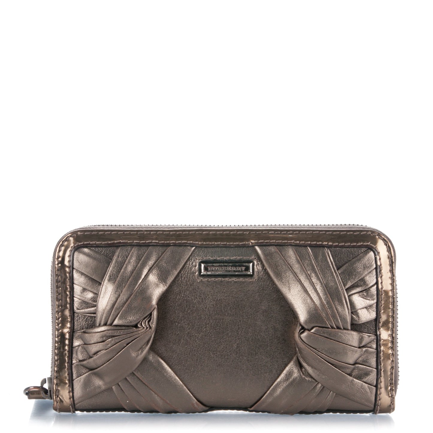 Calfskin Patent Knot Wallet Bronze