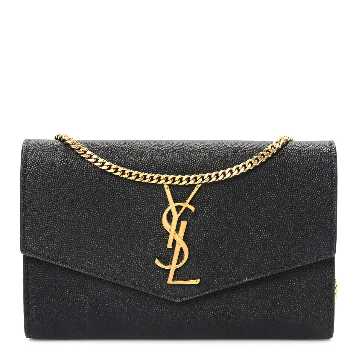 Saint Laurent Grain de Poudre Uptown Chain Wallet Black 1 of 10