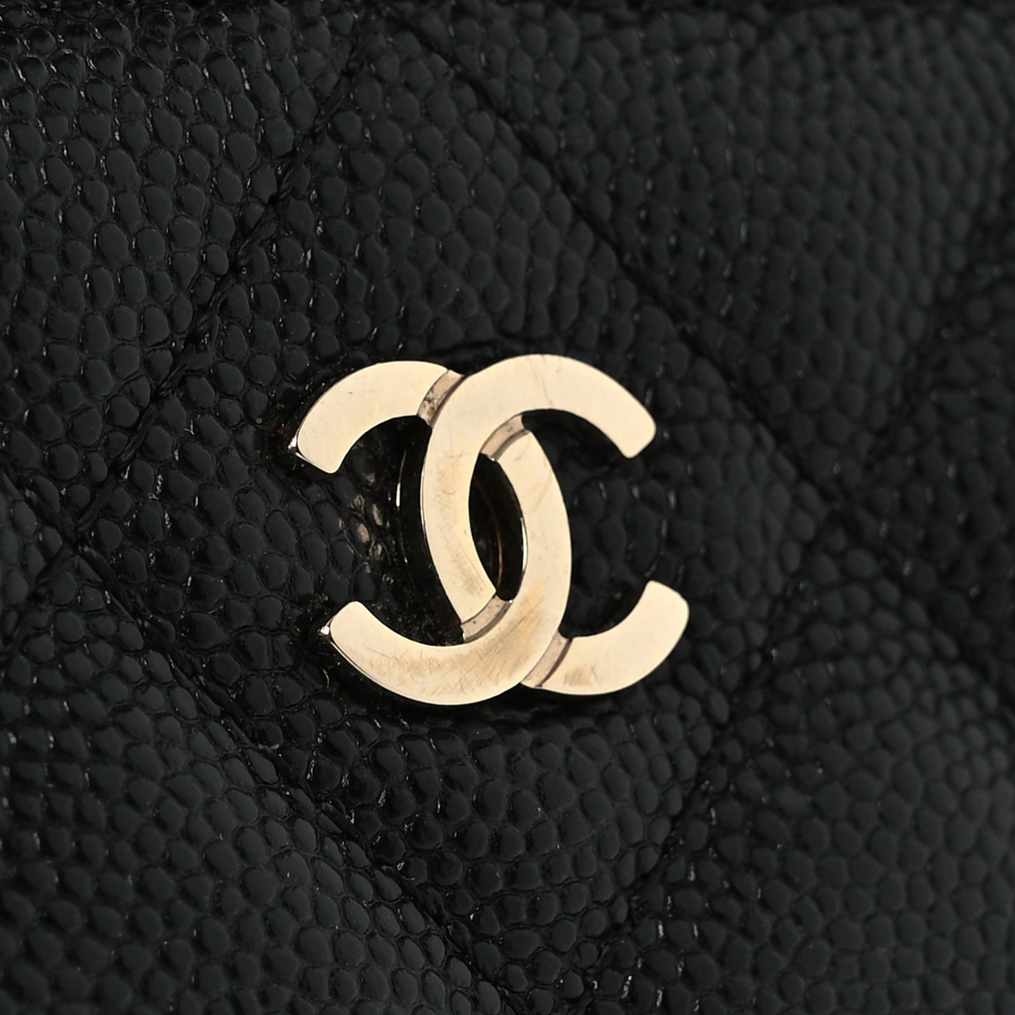 Caviar Quilted Small Clutch With Chain Black