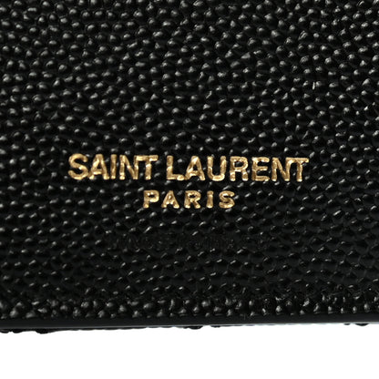 Saint Laurent Grain De Poudre Mixed Matelasse Triquilt Monogram Compact Tri Fold Wallet Black 6 of 7
