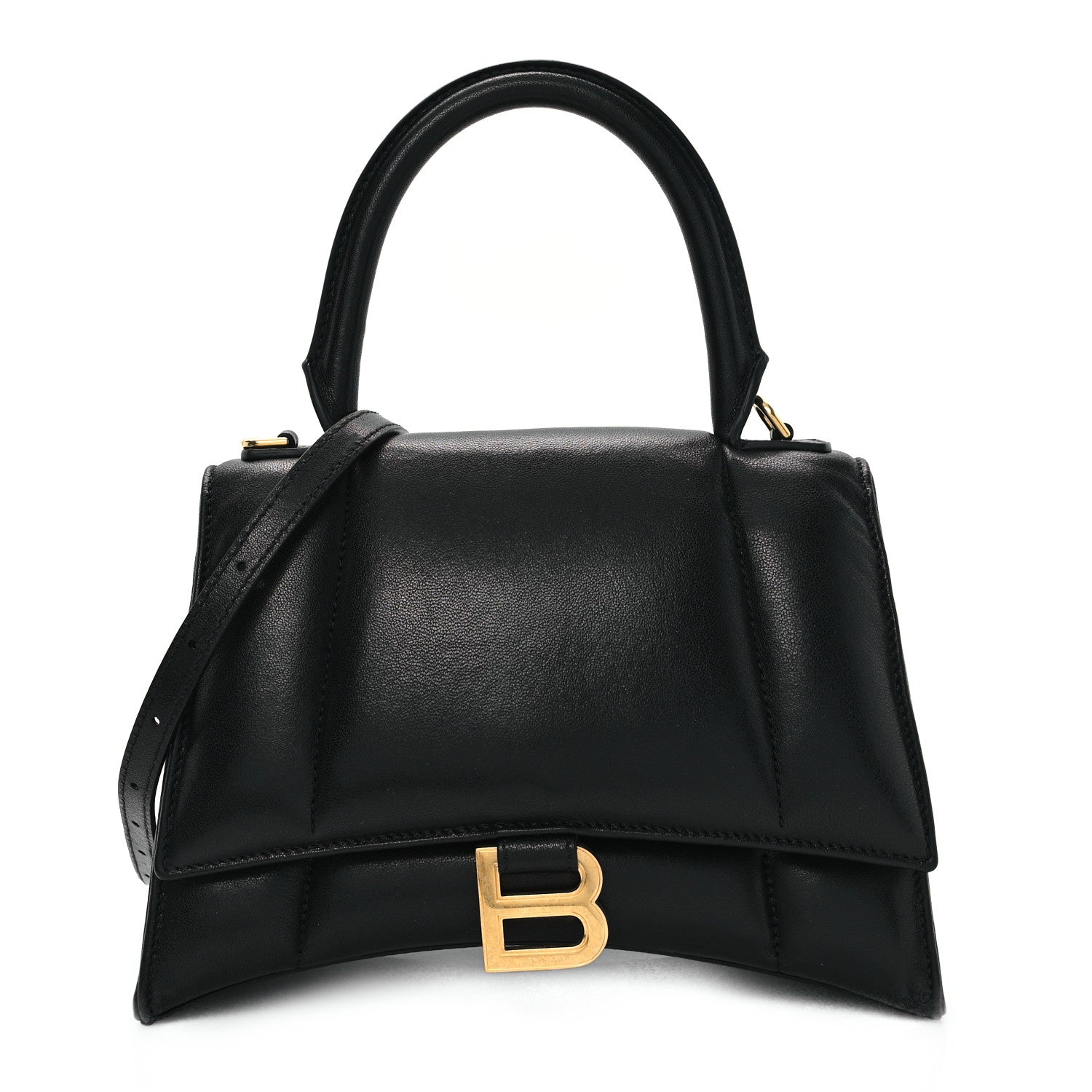 Balenciaga Nappa Calfskin Puffy Small Hourglass Top Handle Bag Black 1 of 11