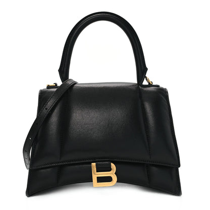 Balenciaga Nappa Calfskin Puffy Small Hourglass Top Handle Bag Black 1 of 11