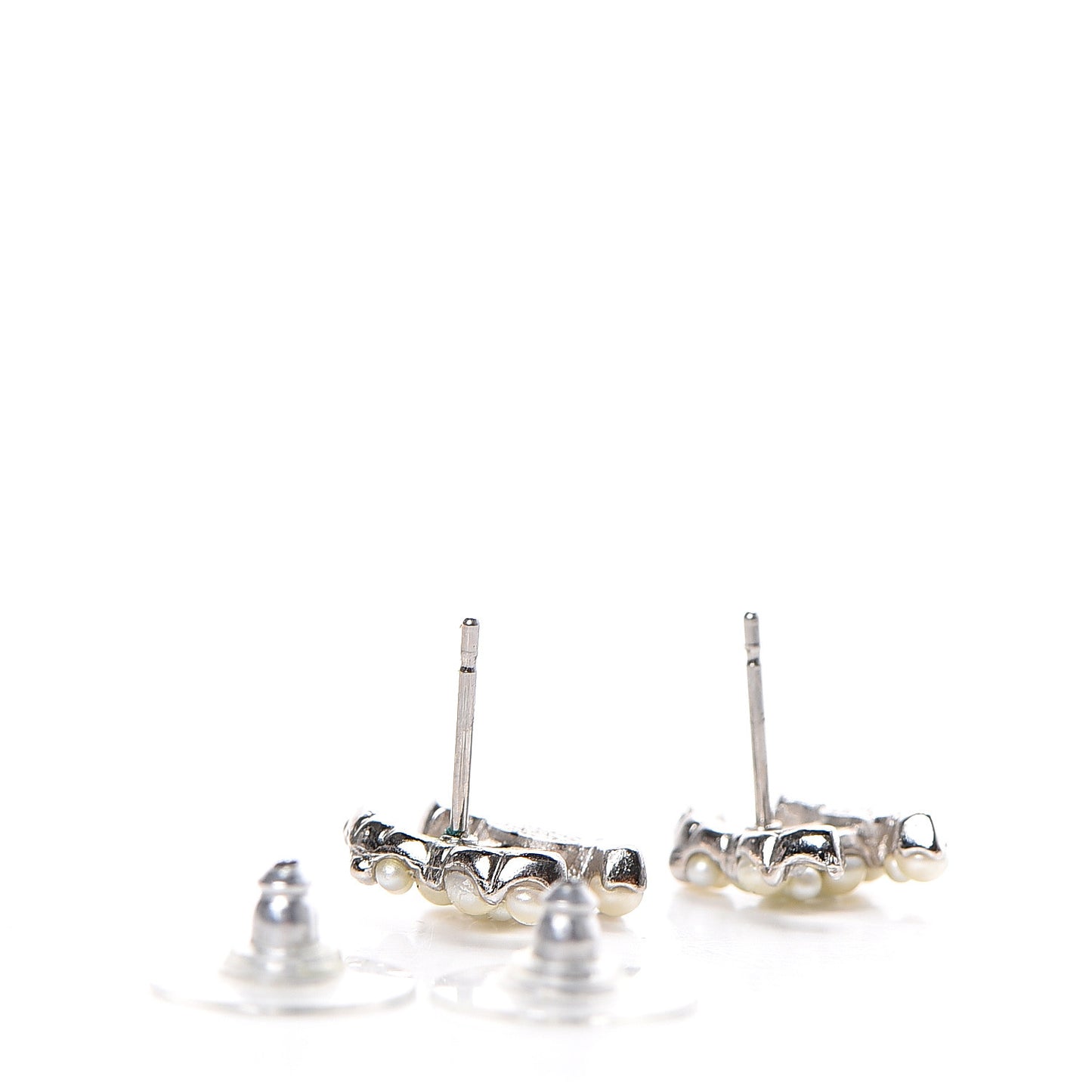Pearl CC Earrings Silver