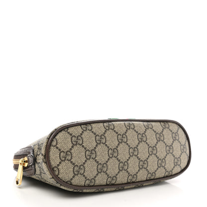 Gucci GG Supreme Monogram Textured Calfskin Web Large Ophidia Cosmetic Case Beige Ebony New Acero 4 of 8
