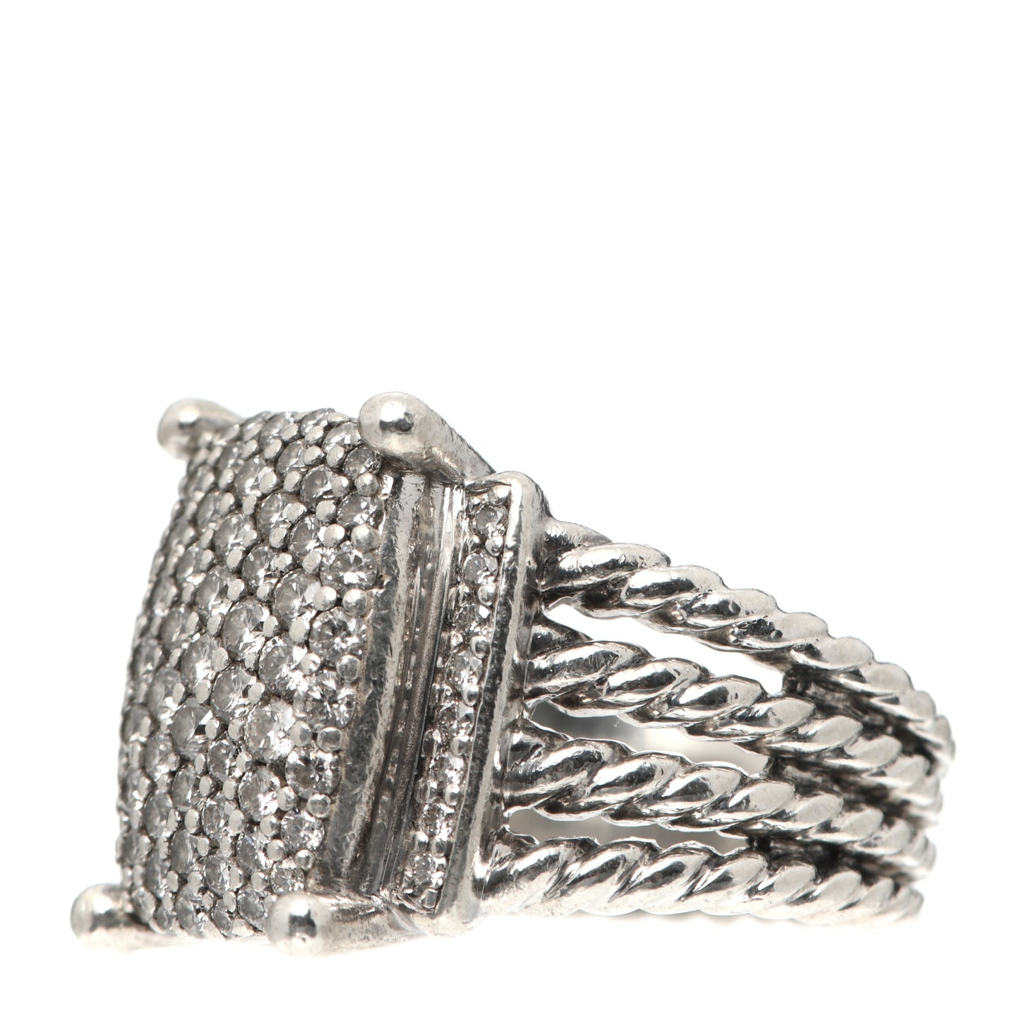 Sterling Silver Diamond 16mm Wheaton Ring 52 6