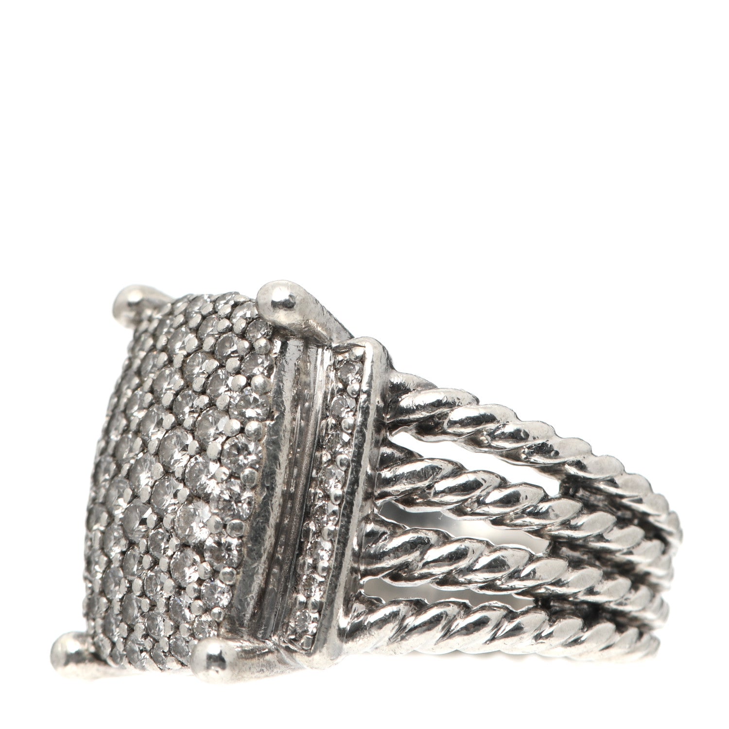 David Yurman Sterling Silver Diamond 16mm Wheaton Ring 52 6 3 of 5
