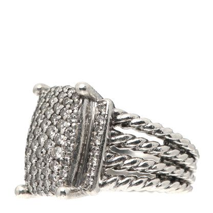 David Yurman Sterling Silver Diamond 16mm Wheaton Ring 52 6 3 of 5