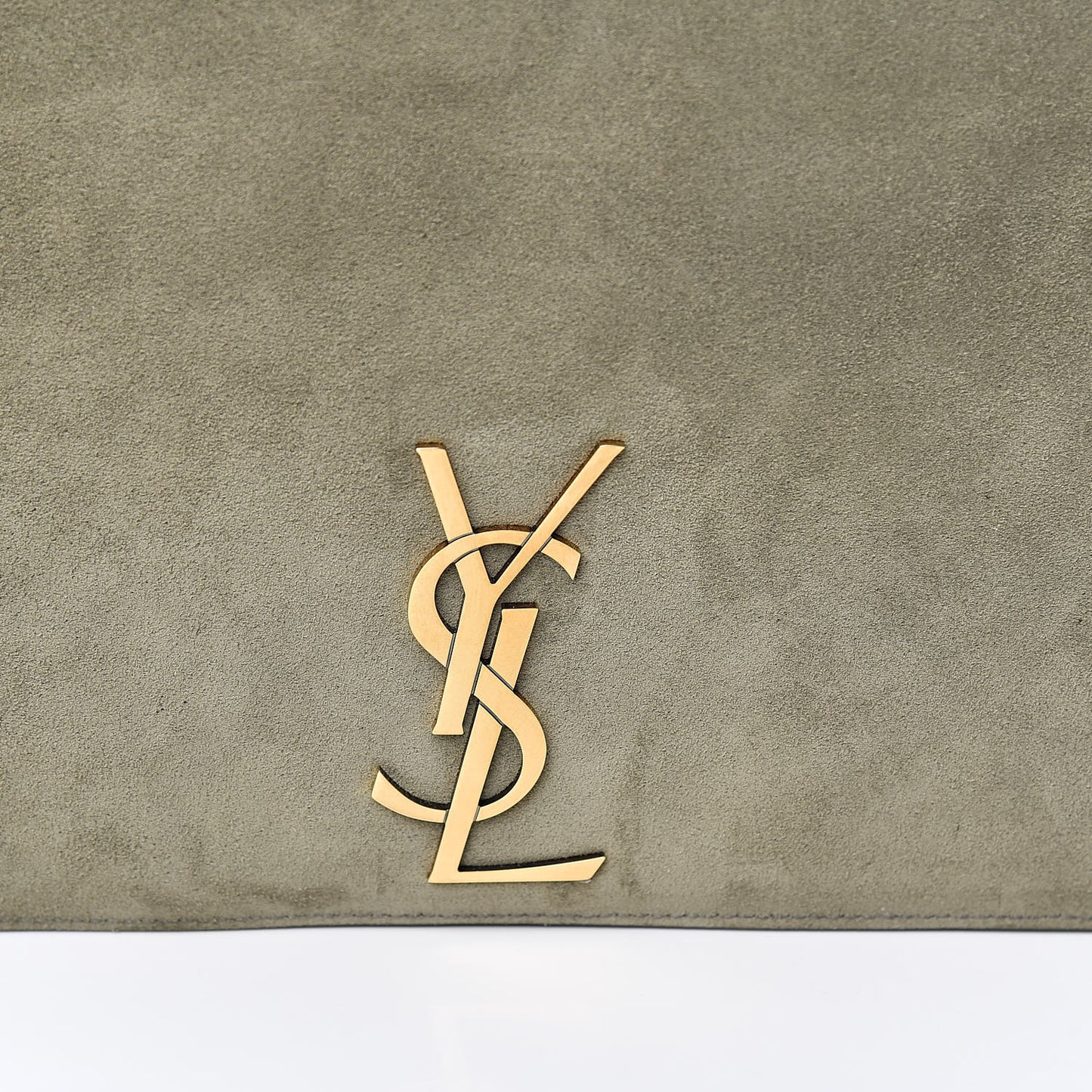 Smooth Calfskin Suede Medium Reversible Monogram Kate Satchel Olive