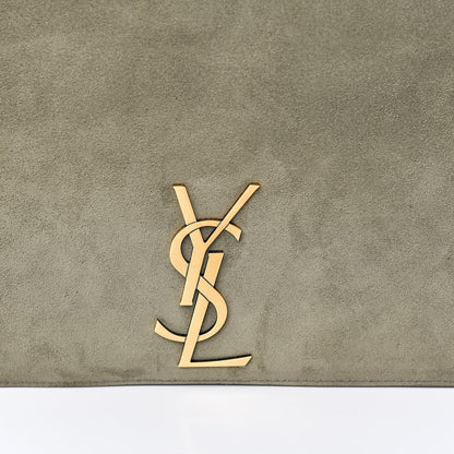 Saint Laurent Smooth Calfskin Suede Medium Reversible Monogram Kate Satchel Olive 13 of 13