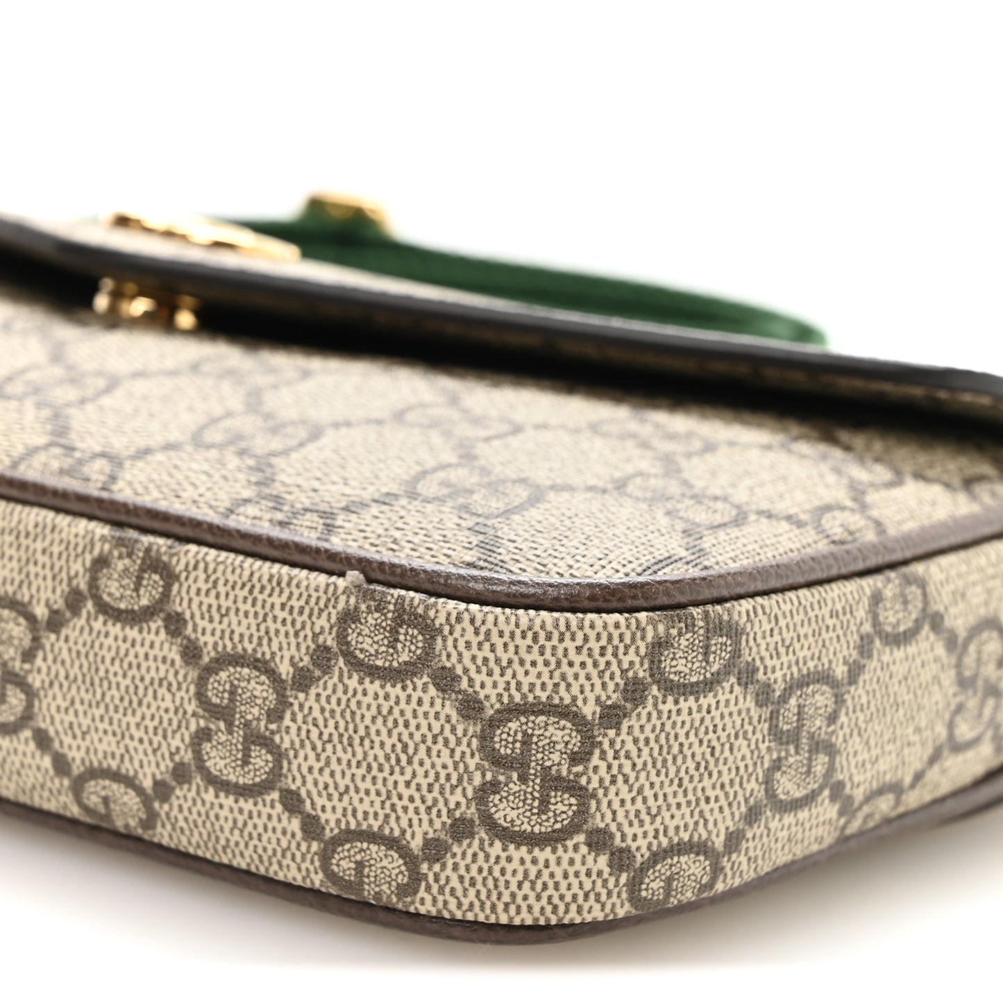 GG Supreme Monogram Textured Dollar Calfskin Web Mini Ophidia Envelope Shoulder Bag Beige Ebony