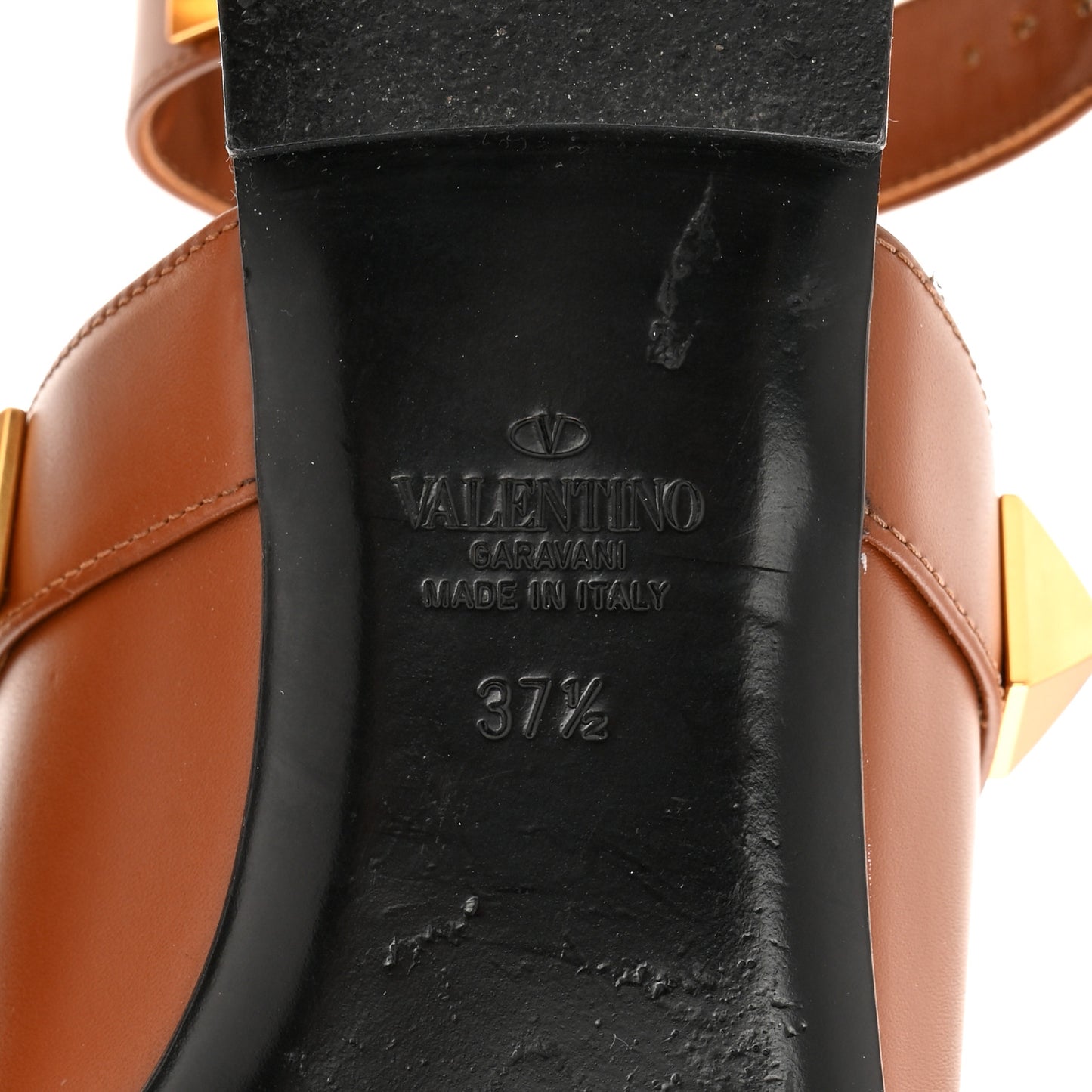 Calfskin Roman Stud Ankle Strap Flat Mules 37.5 Selleria