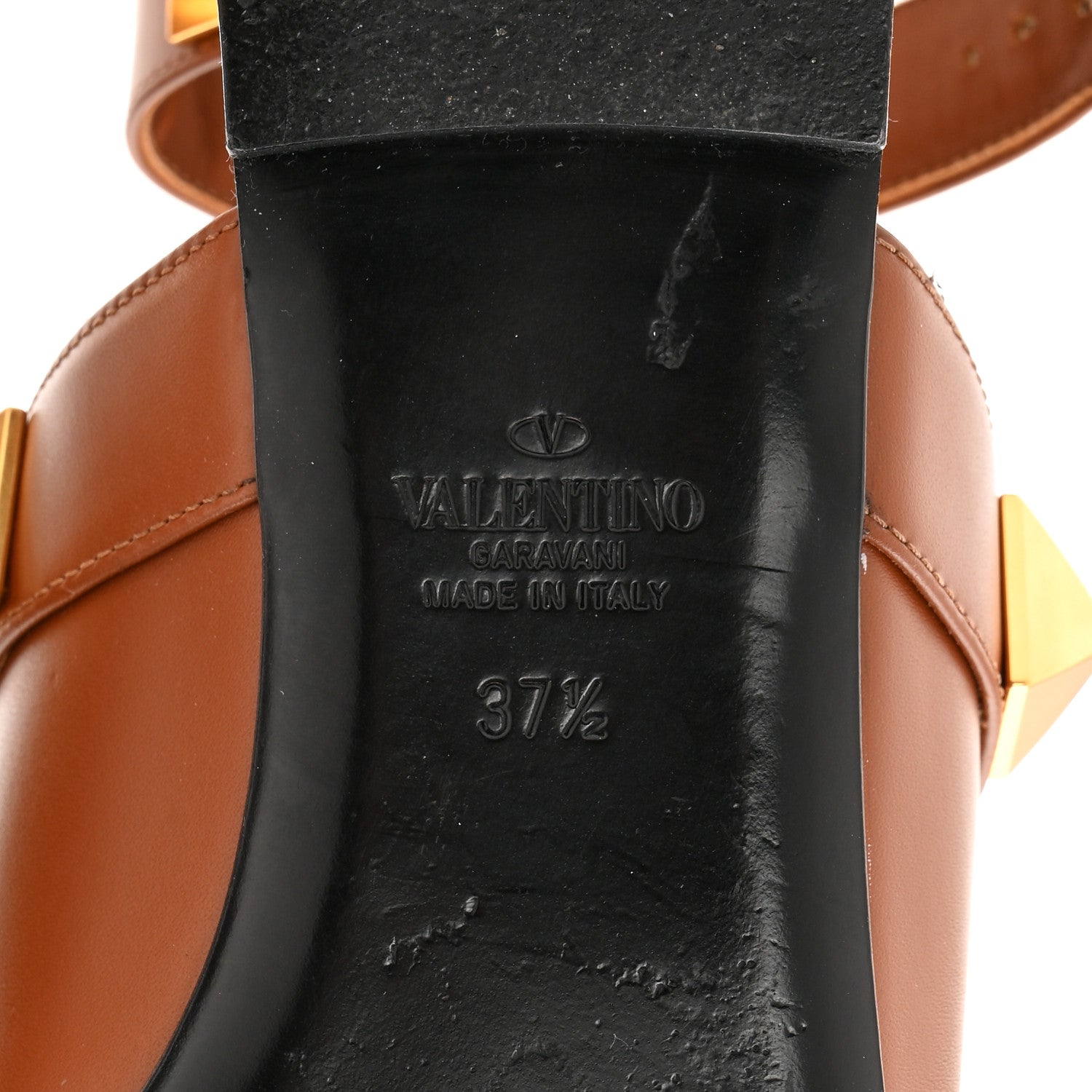 Valentino Garavani Calfskin Roman Stud Ankle Strap Flat Mules 37.5 Selleria 6 of 13