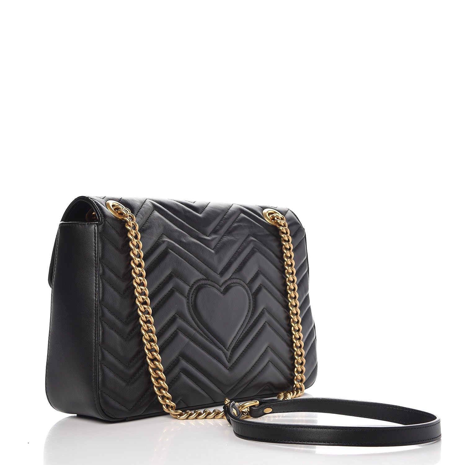 Gucci Calfskin Matelasse Animal Studs Medium GG Marmont Shoulder Bag Black 3 of 8