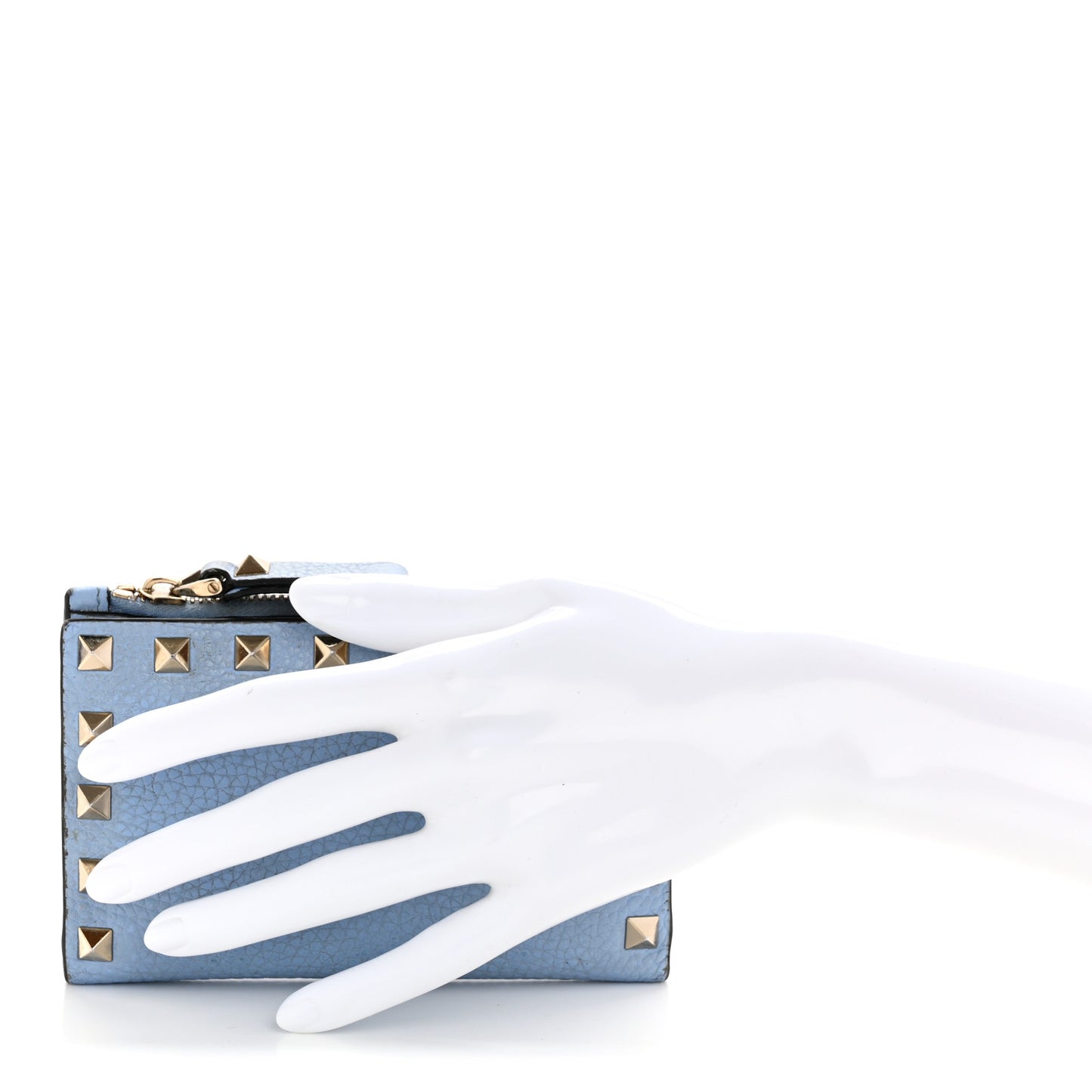 Grainy Calfskin Rockstud Coin Purse Card Holder Niagara
