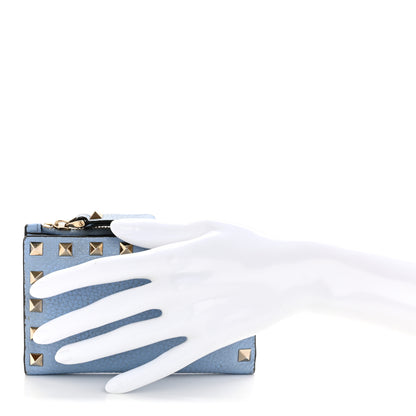 Valentino Garavani Grainy Calfskin Rockstud Coin Purse Card Holder Niagara 2 of 11