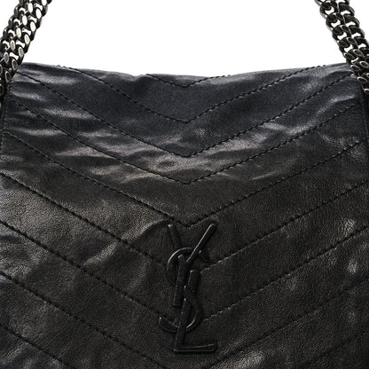 Saint Laurent Vintage Lambskin Chevron Monogram Medium Nolita Black 10 of 13