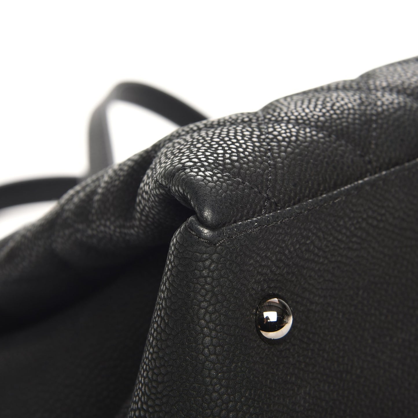 Iridescent Caviar Quilted Lady Pearly Tote Black