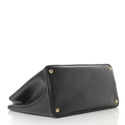 Prada Saffiano Cuir Large Double Bag Black Fuoco 4 of 12