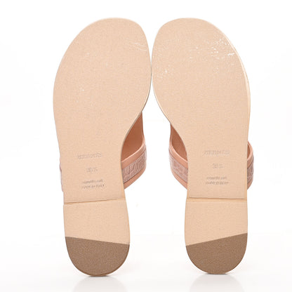 Hermes Calfskin Alligator Womens Elixir Sandals 38.5 Beige Macrame 5 of 9