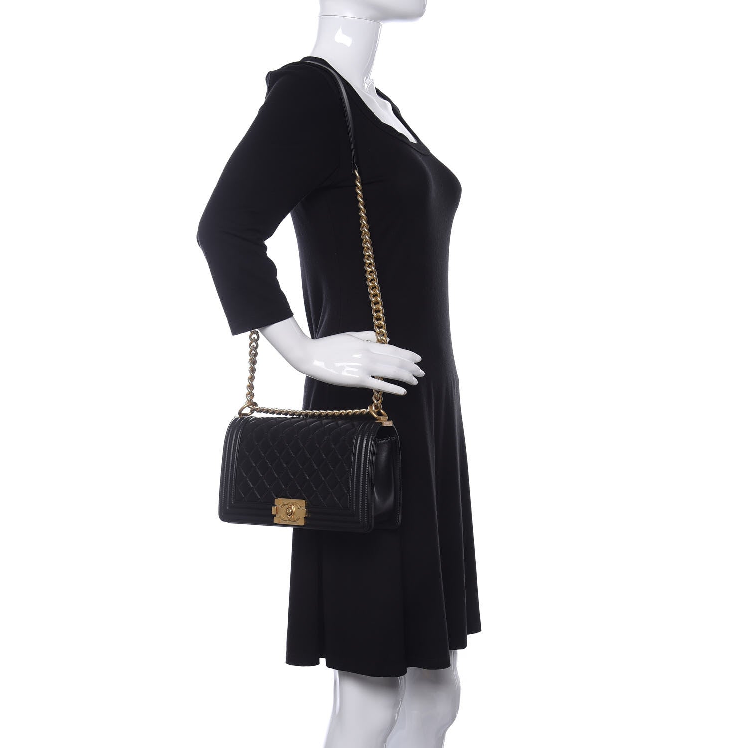 Chanel Lambskin Quilted Medium Boy Flap Black 2 of 11