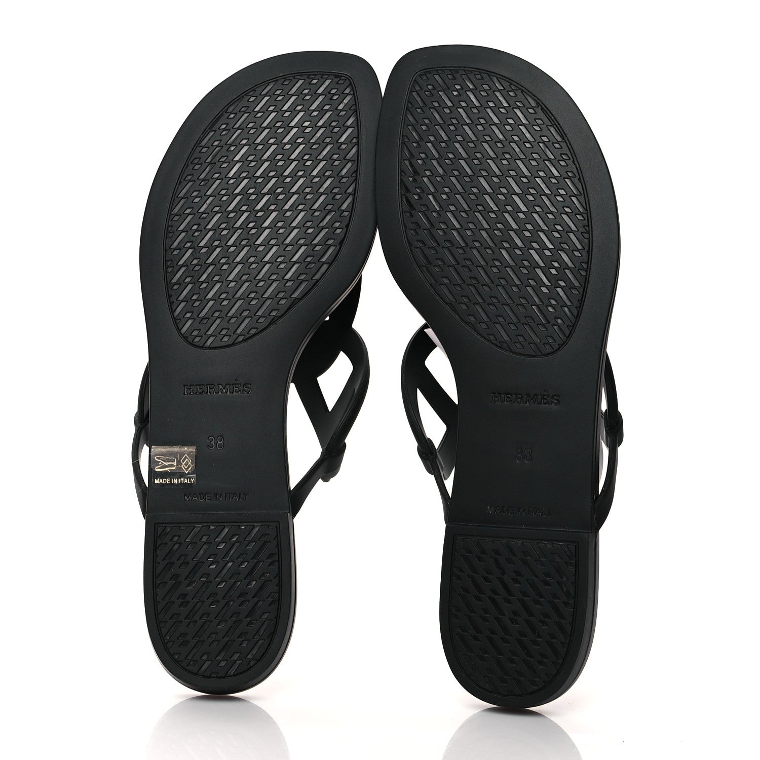 Hermes Rubber Womens Egerie Sandals 38 Black 5 of 7