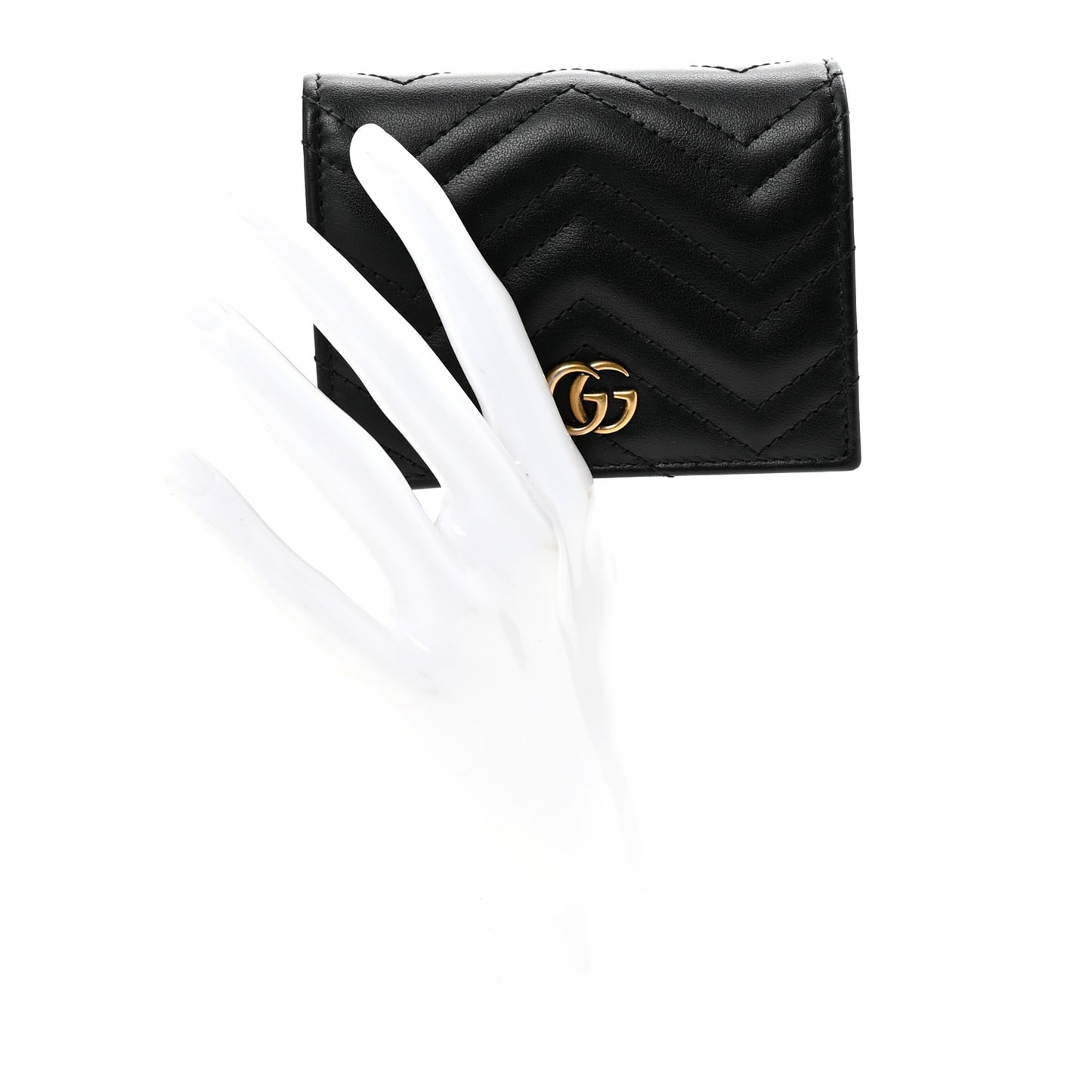 Calfskin Matelasse GG Marmont Card Case Wallet Black