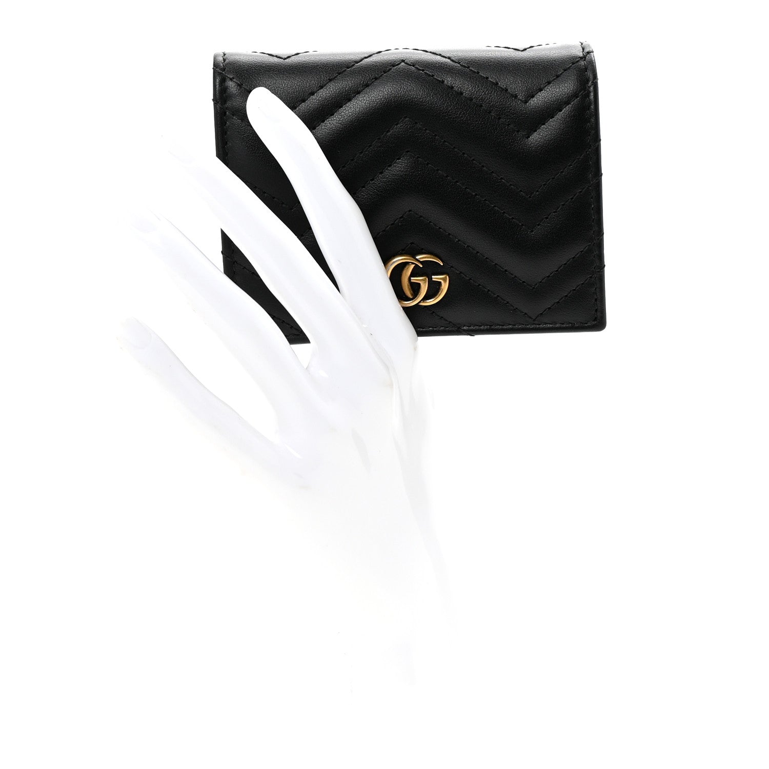 Gucci Calfskin Matelasse GG Marmont Card Case Wallet Black 2 of 8