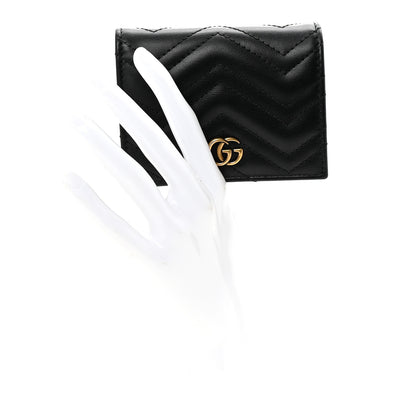 Gucci Calfskin Matelasse GG Marmont Card Case Wallet Black 2 of 8