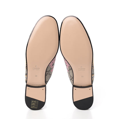 Gucci GG Supreme Monogram Bengal Womens Princetown Slippers 38 Beige Crop Pink 5 of 9