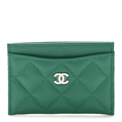 Chanel Caviar Quilted Card Holder Green 1 of 8