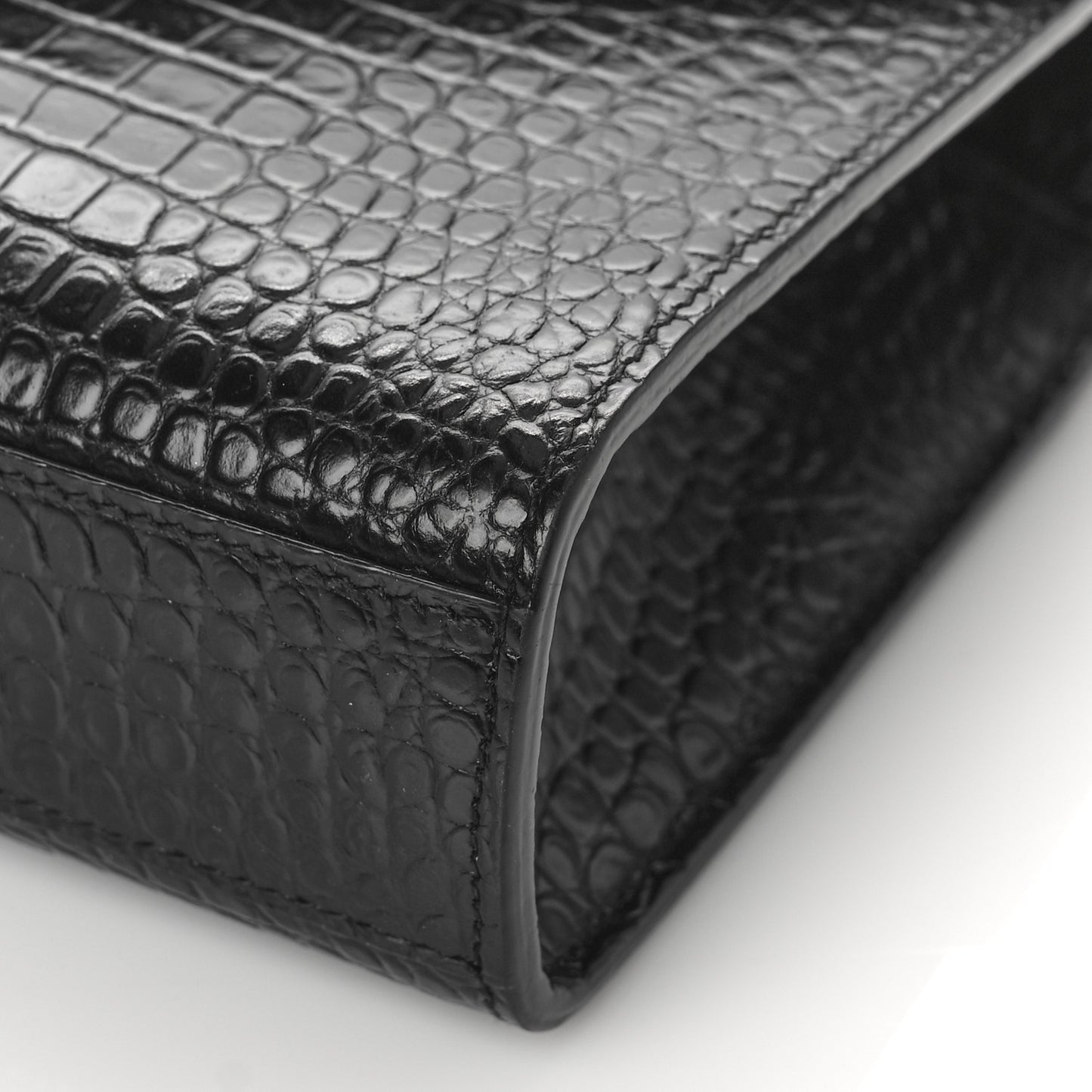Calfskin Crocodile Embossed Medium Monogram Envelope Chain Shoulder Bag Black