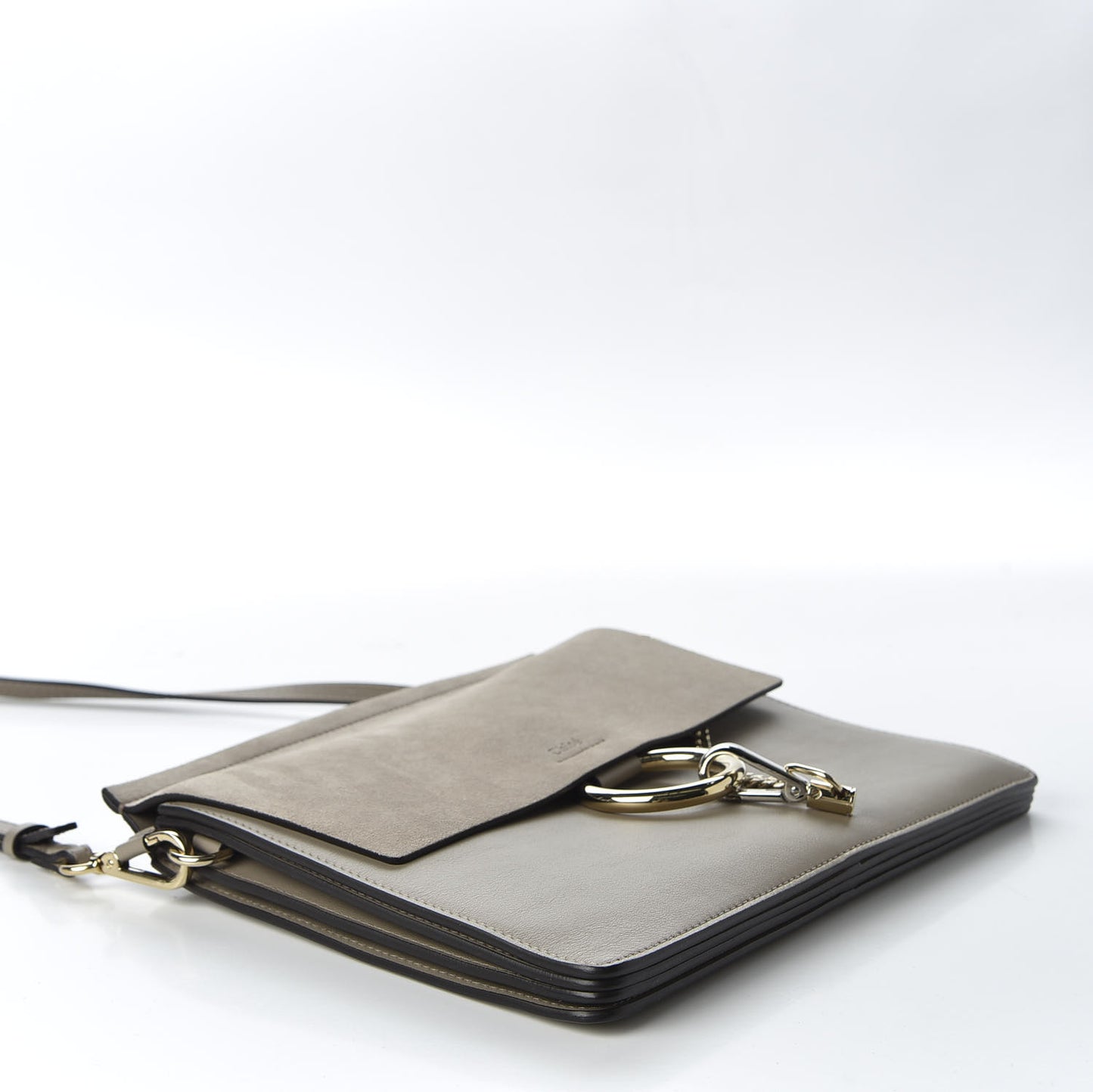 Calfskin Suede Medium Faye Shoulder Bag Motty Grey