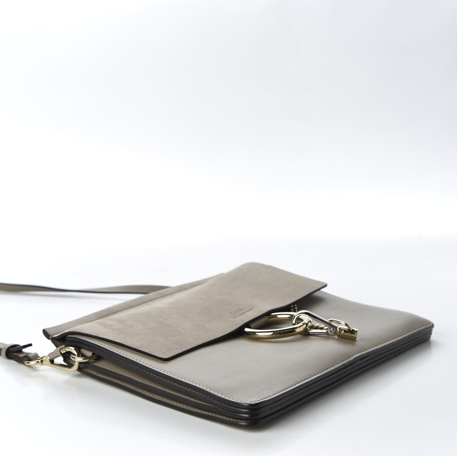 Chloe Calfskin Suede Medium Faye Shoulder Bag Motty Grey 3 of 8