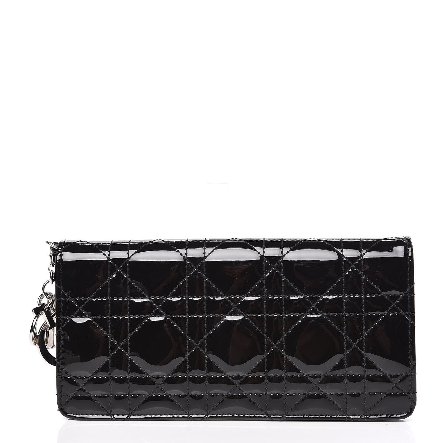 Patent Cannage Lady Dior Yen Wallet Black