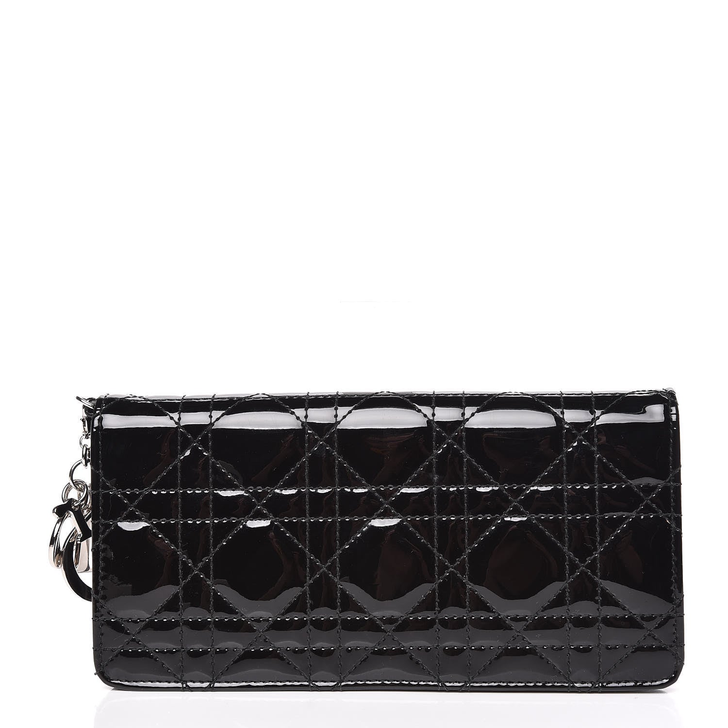 Christian Dior Patent Cannage Lady Dior Yen Wallet Black 1 of 14