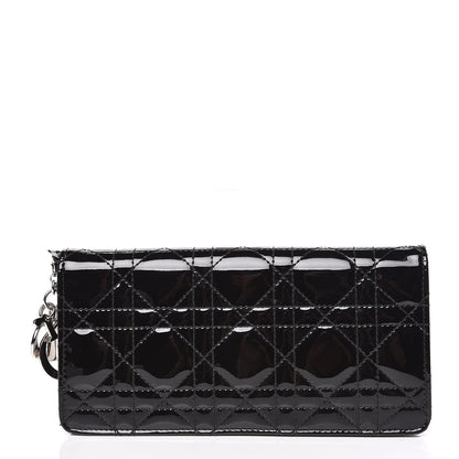 Christian Dior Patent Cannage Lady Dior Yen Wallet Black 1 of 14