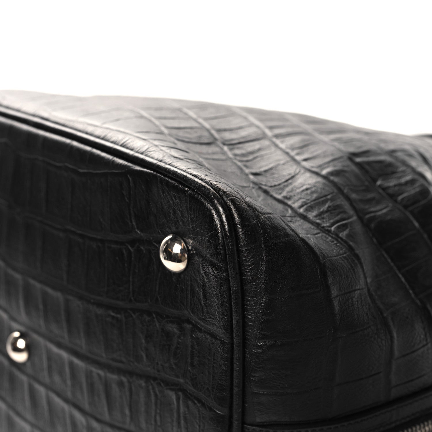 Saint Laurent Calfskin Crocodile Embossed Large Emmanuelle Bucket Bag Black 12 of 12