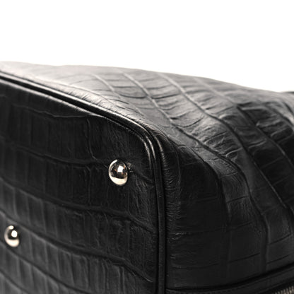 Saint Laurent Calfskin Crocodile Embossed Large Emmanuelle Bucket Bag Black 12 of 12
