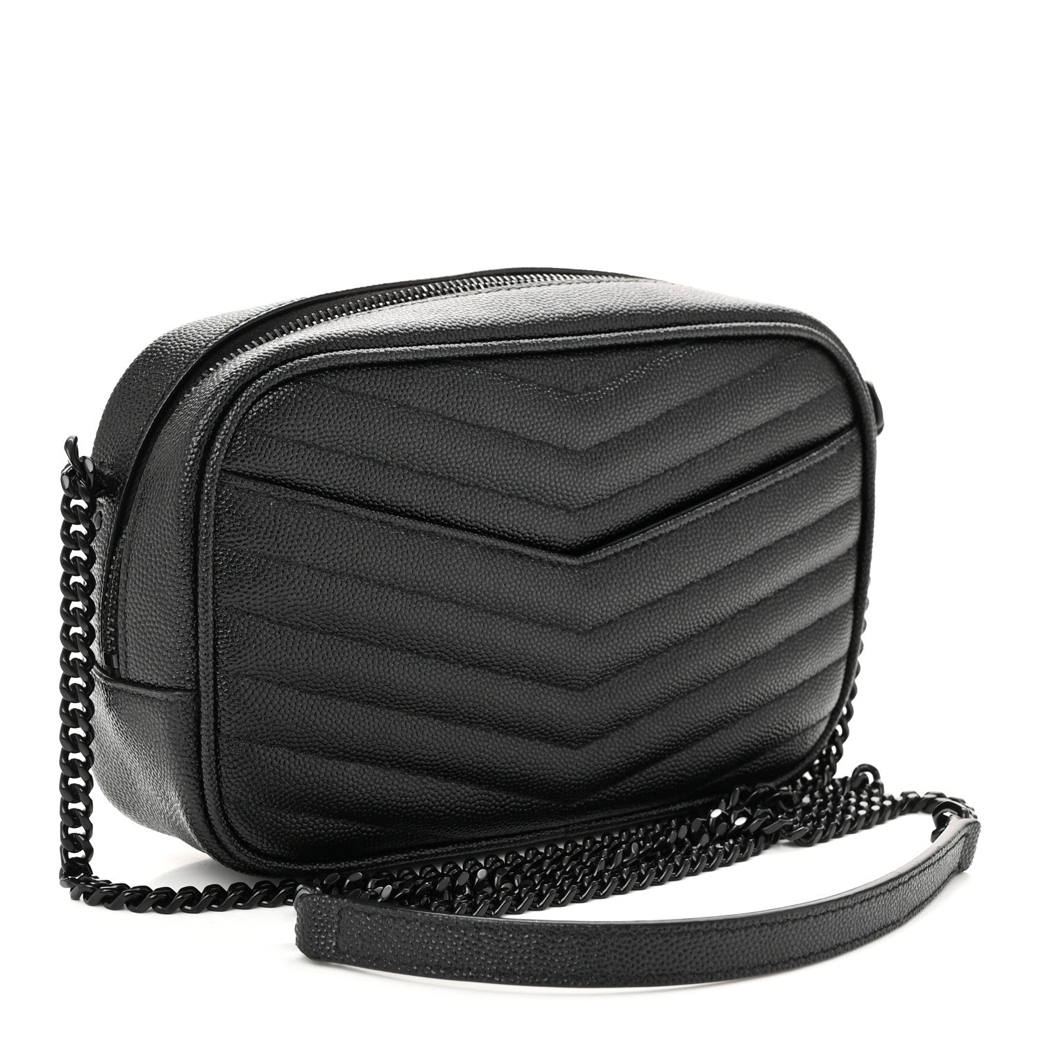 Saint Laurent Grain De Poudre Matelasse Monochrome Monogram Mini Lou Camera Bag Black 3 of 11